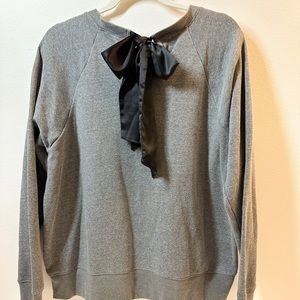 J crew Long  Sleeve Sweatshirt Top with Satin  Black Bow tie Back